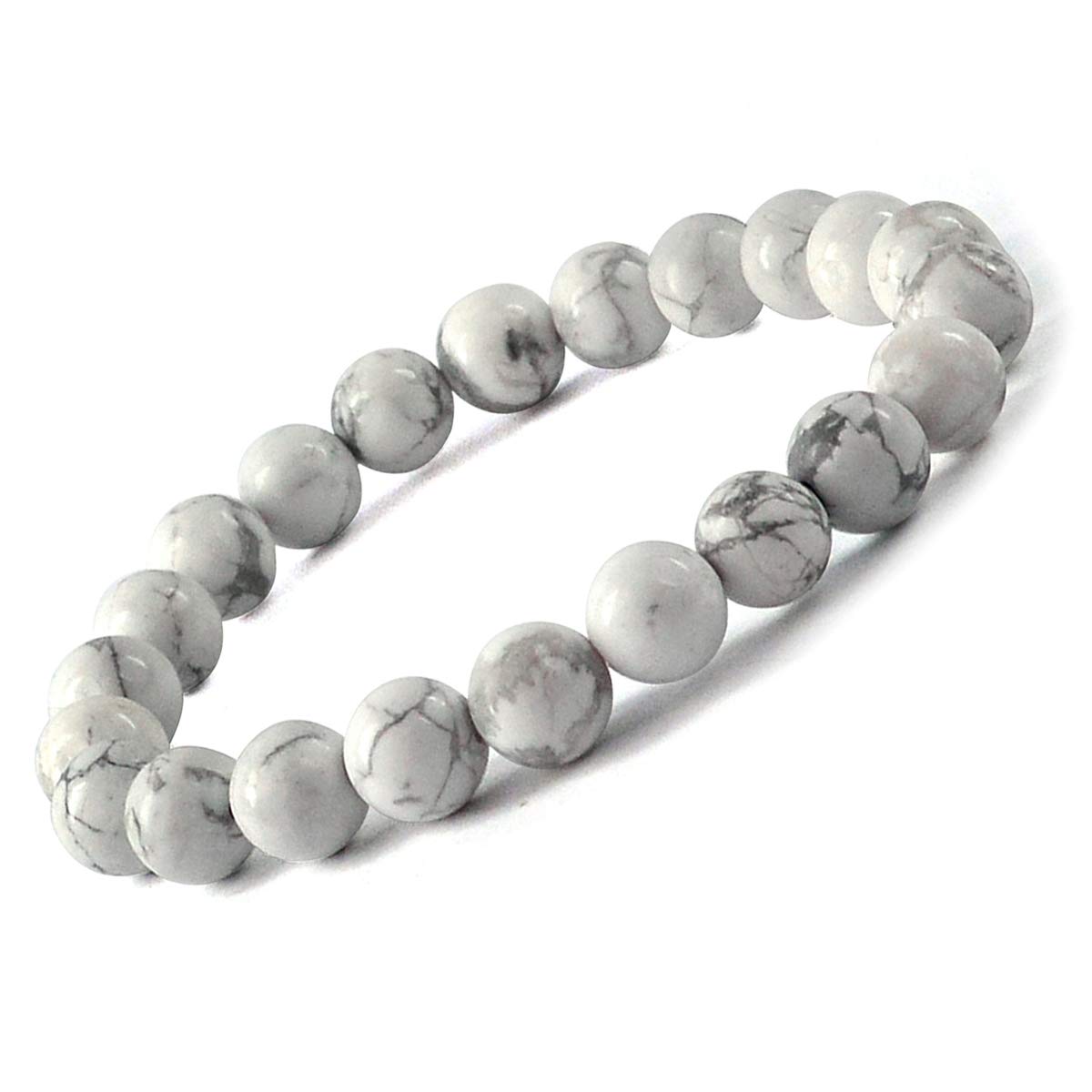 Divinity Crystals Howlite Gemstone Bracelet - 8mm Round Beads for Reiki Healing, Crystal Healing, and Chakra Balance Default Title